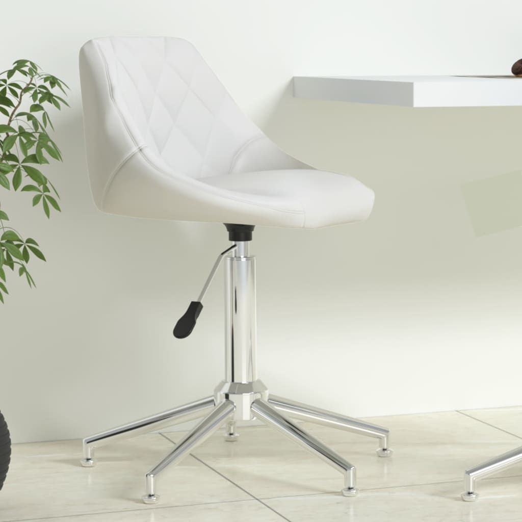 vidaXL Scaun de birou pivotant, alb, piele ecologică vidaXL imagine model 2022