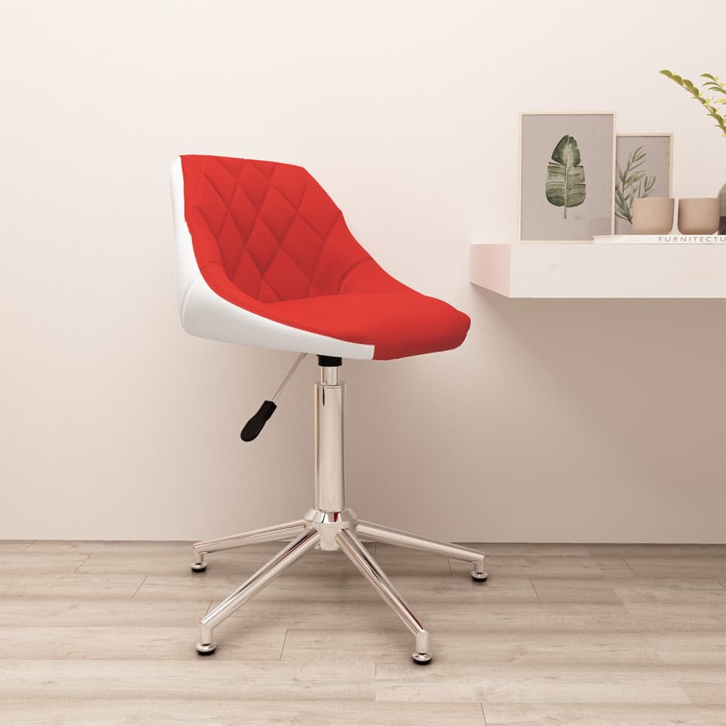 vidaXL Scaun de birou pivotant, roșu și alb, piele ecologică vidaXL imagine noua 2022