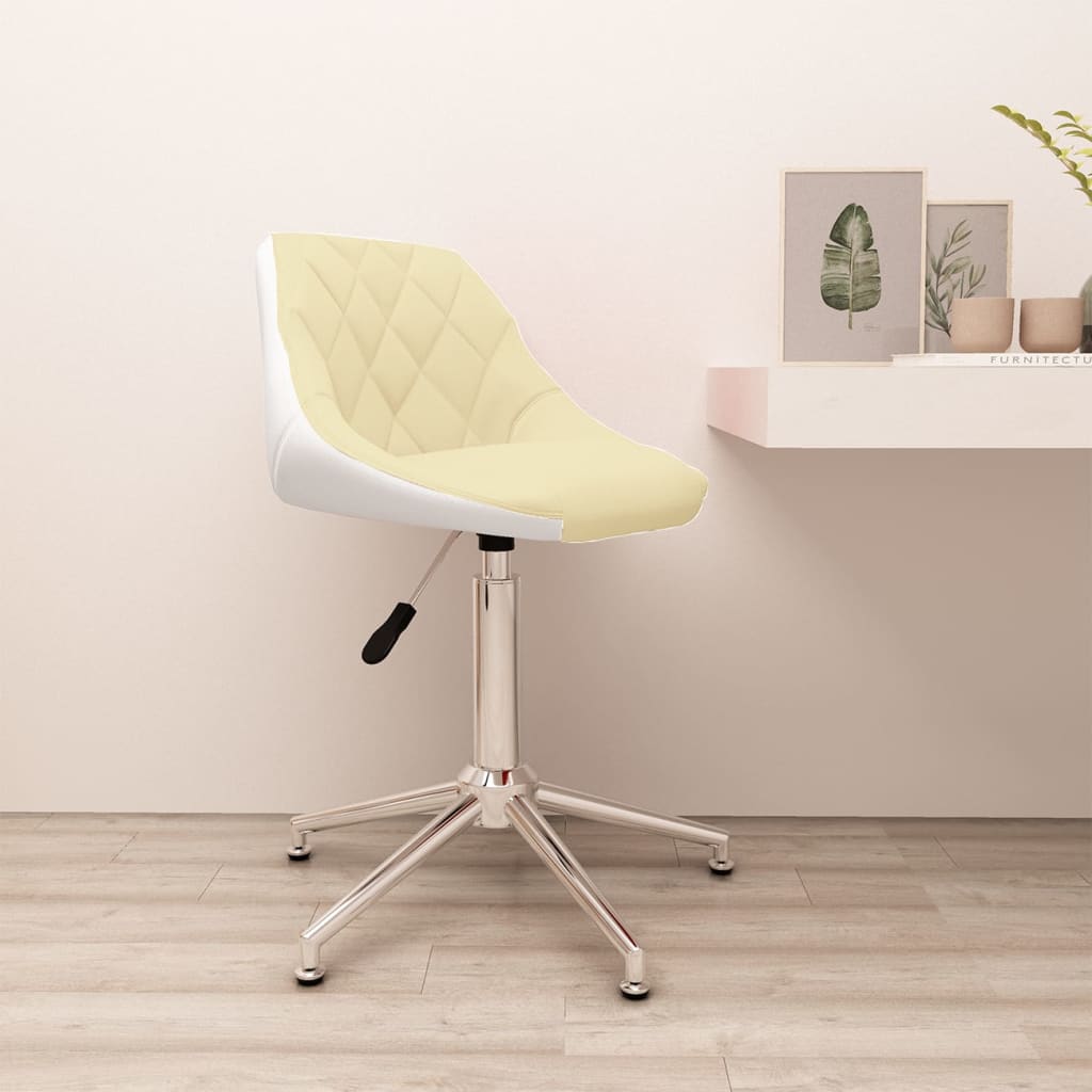 Otočná kancelářská židle krémovo-bílá umělá kůže