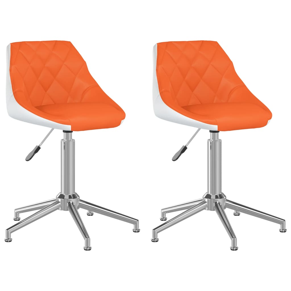 Esszimmerstühle 2 Stk. Drehbar Orange und Weiß Kunstleder-2
