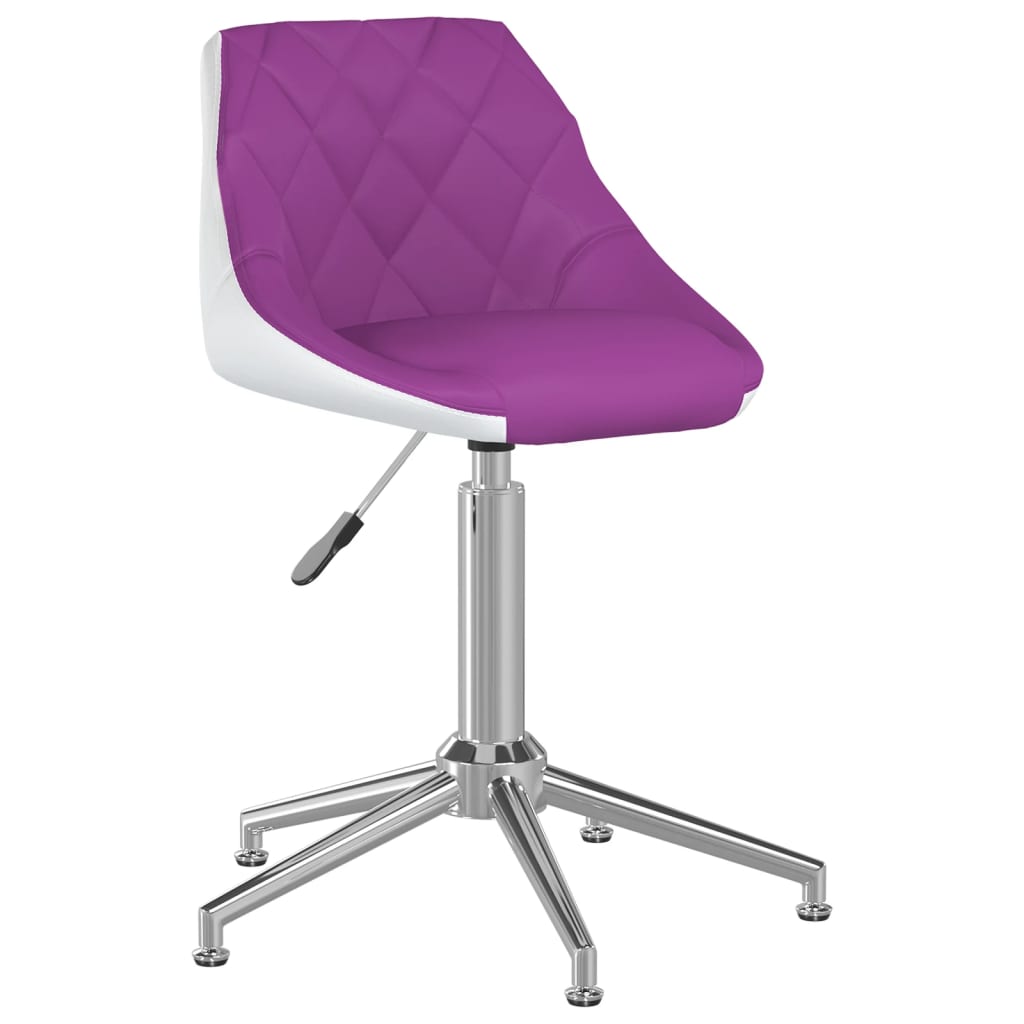 vidaXL Sillas de comedor giratoria 2 uds cuero sintético morado blanco