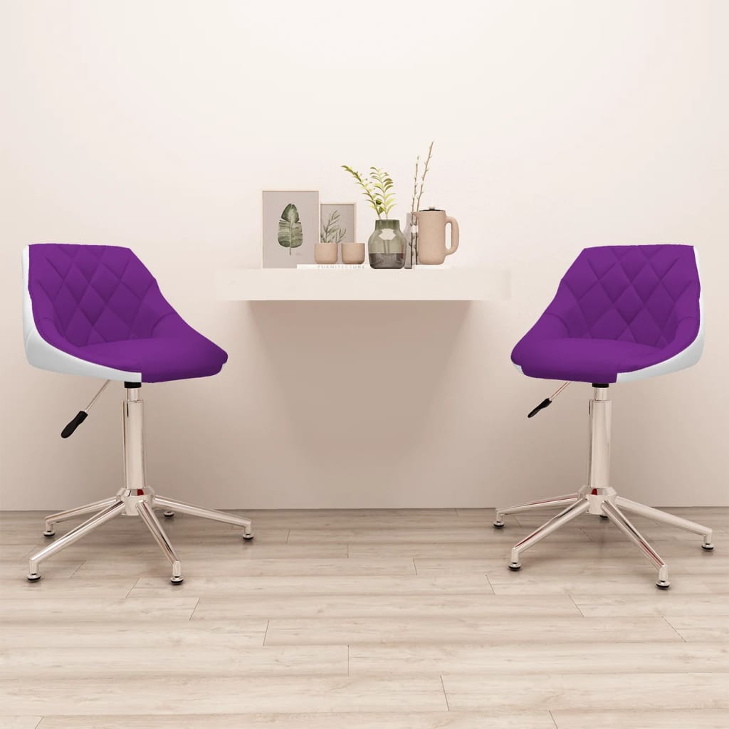Otočné jídelní židle 2 ks fialovo-bílé umělá kůže