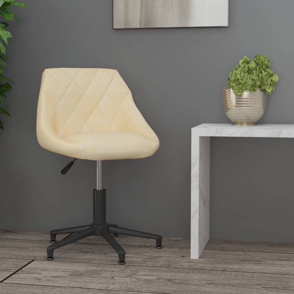 vidaXL Sedia Girevole da Ufficio Crema in Velluto