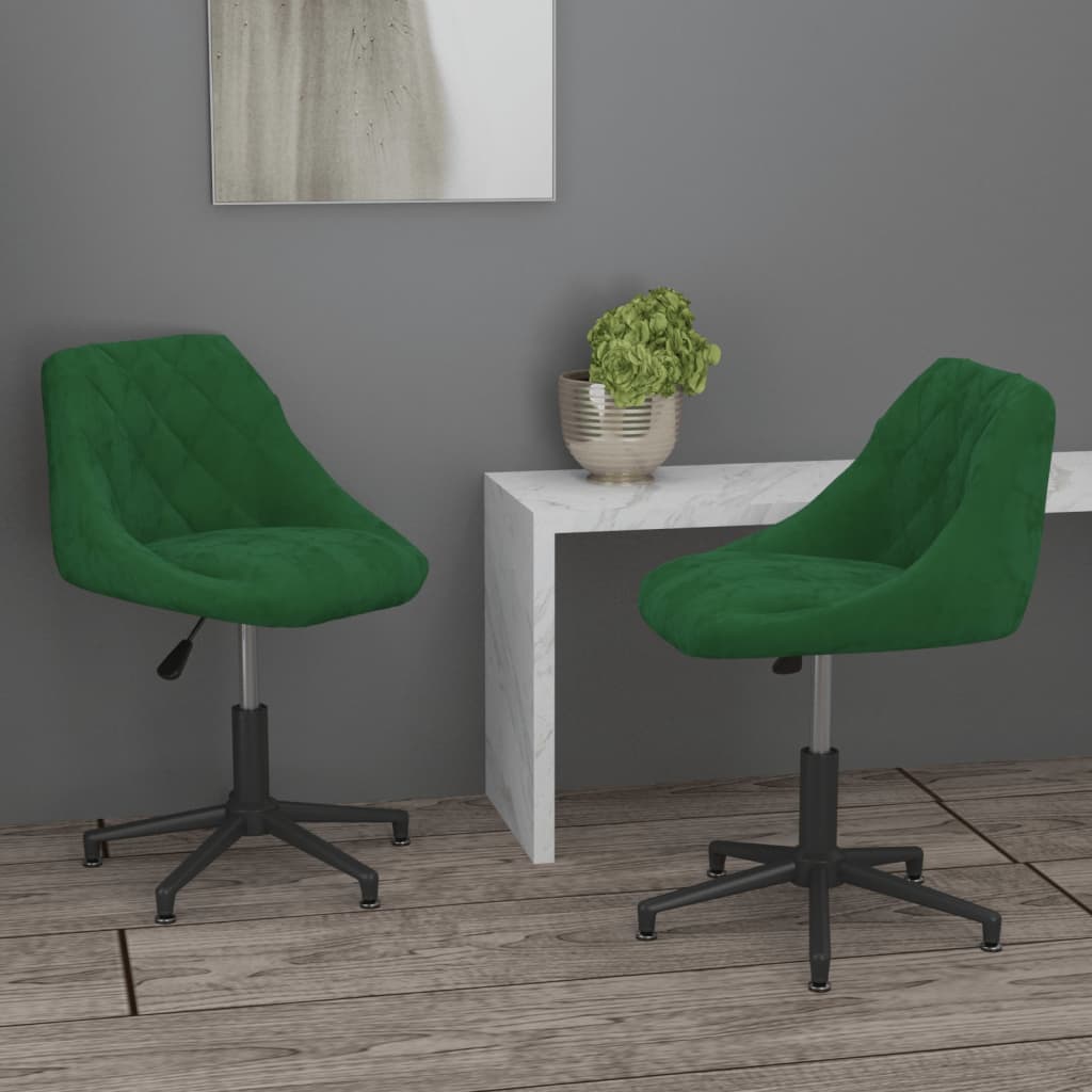 vidaXL Cadeiras de jantar giratorias 2 pcs veludo verde-escuro