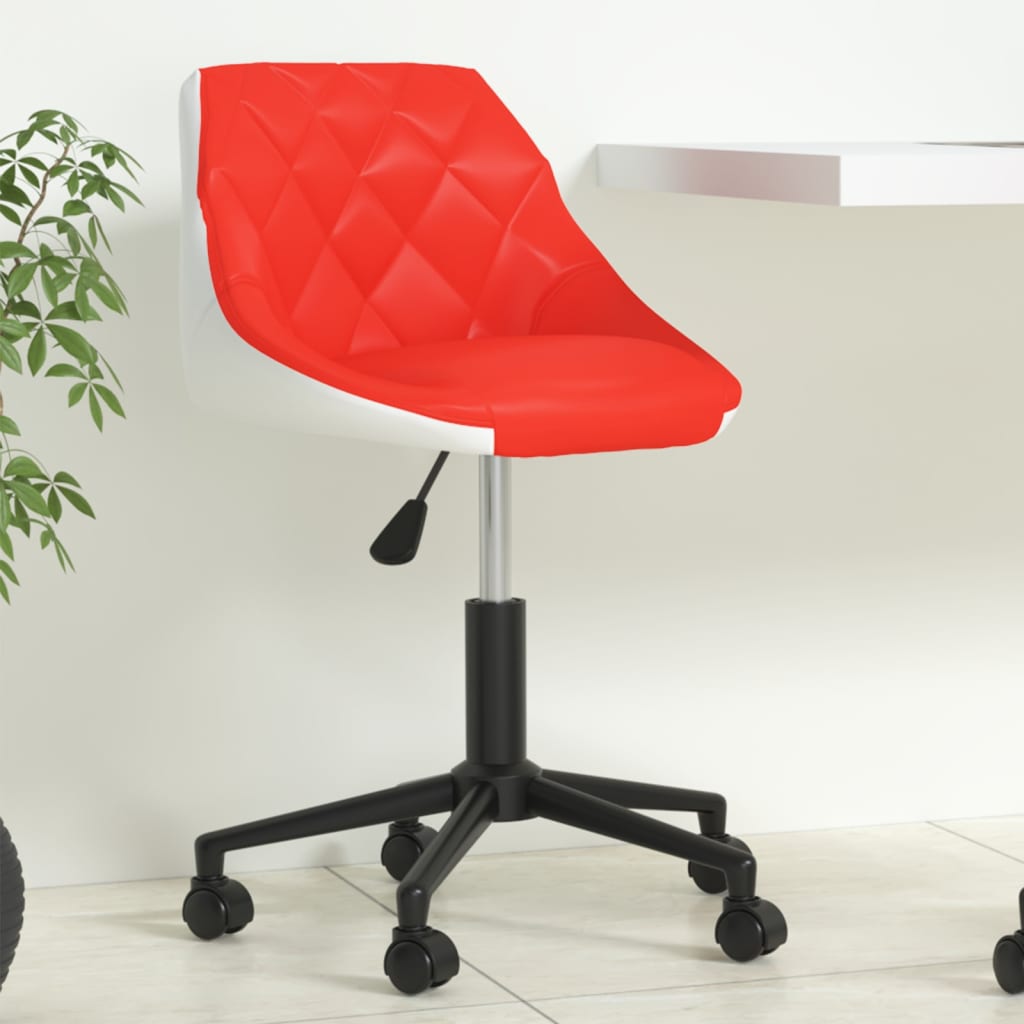 Otočná kancelářská židle červenobílá umělá kůže