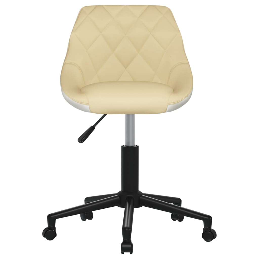 vidaXL Chaise de bureau pivotante Crème et blanc Similicuir