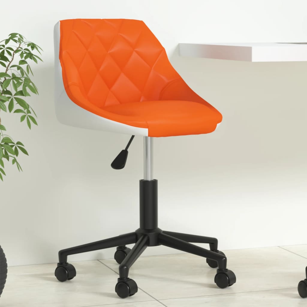 Bürostuhl Drehbar Orange und Weiß Kunstleder