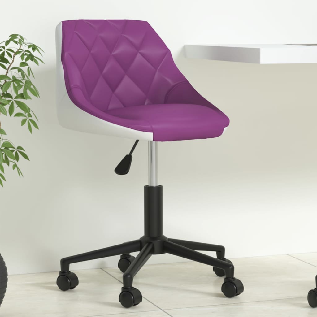 vidaXL Scaun de birou pivotant, violet și alb, piele ecologică vidaXL imagine noua 2022