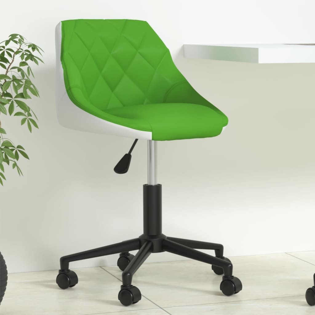 Otočná kancelářská židle zelenobílá umělá kůže