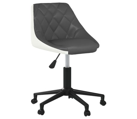 vidaXL Sillas comedor giratorias 2 unidades cuero sintético gris y blanco