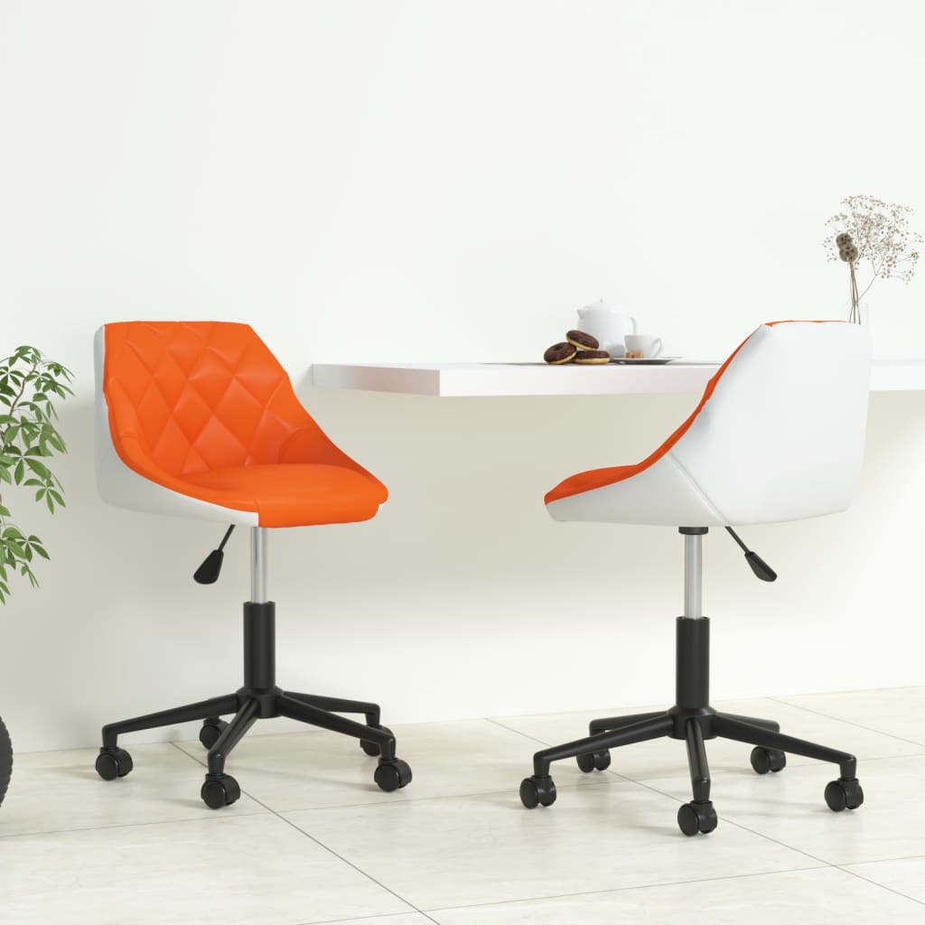 Esszimmerstühle 2 Stk. Drehbar Orange und Weiß Kunstleder