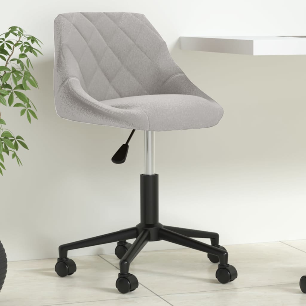 vidaXL Chaise pivotante de bureau Gris clair Velours