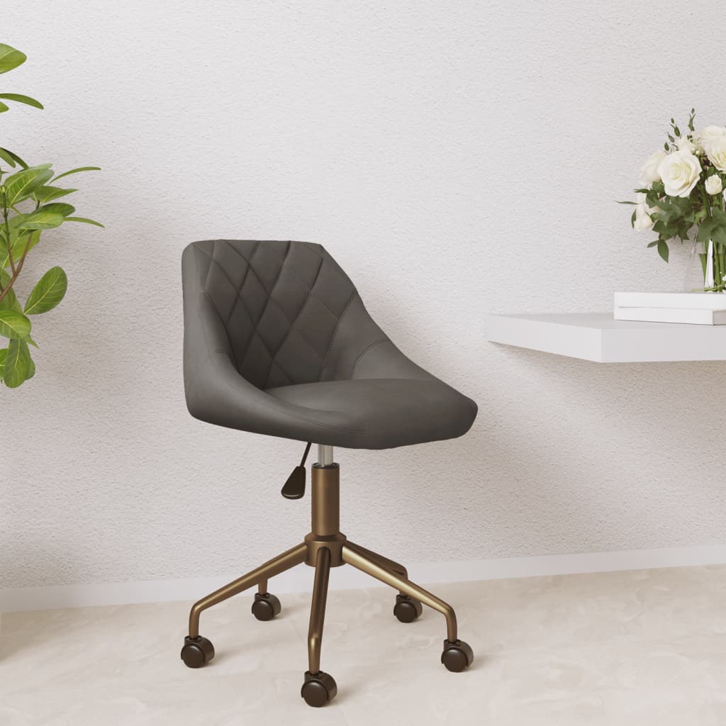 Chaise pivotante de salle à manger Gris foncé Velours