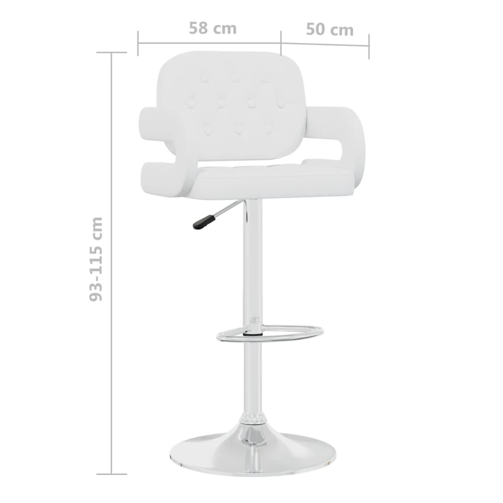 Бар табуретки, 2 бр, бели, изкуствена кожа