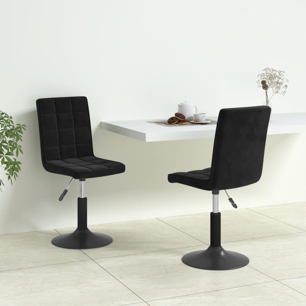 vidaXL Chaises pivotantes de salle à manger 2 pcs Noir Velours