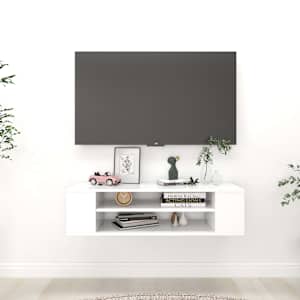 Viseča TV omarica bela 100x30x26,5 cm iverna plošča