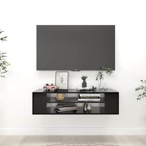 Závěsná TV skříňka černá 100 x 30 x 26,5 cm dřevotříska - obrázek 1