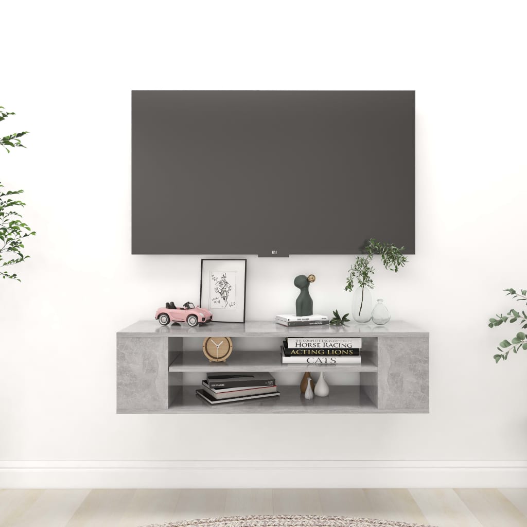 vidaXL Wisz�ca szafka TV, szaro�� betonu, 100x30x26,5 cm