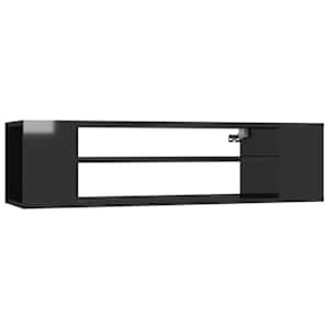 Závěsná TV skříňka černá vysoký lesk 100x30x26,5 cm dřevotříska - obrázek 2