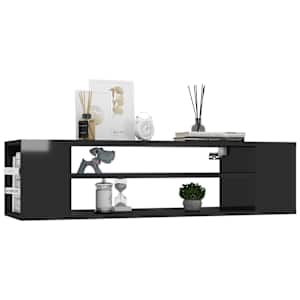 Závěsná TV skříňka černá vysoký lesk 100x30x26,5 cm dřevotříska - obrázek 3