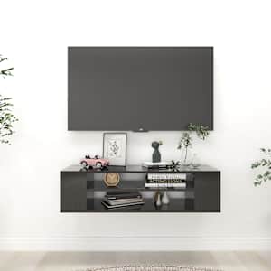 Závěsná TV skříňka černá vysoký lesk 100x30x26,5 cm dřevotříska - obrázek 1
