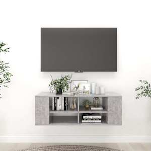 Nástěnná TV skříňka betonově šedá 102 x 35 x 35 cm dřevotříska - obrázek 1