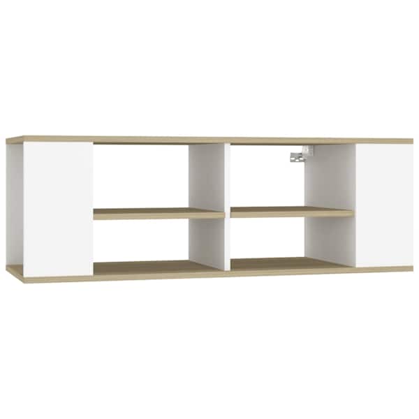 vidaXL seina telerikapp, valge ja Sonoma tamm, 102x35x35 cm, tehispuit