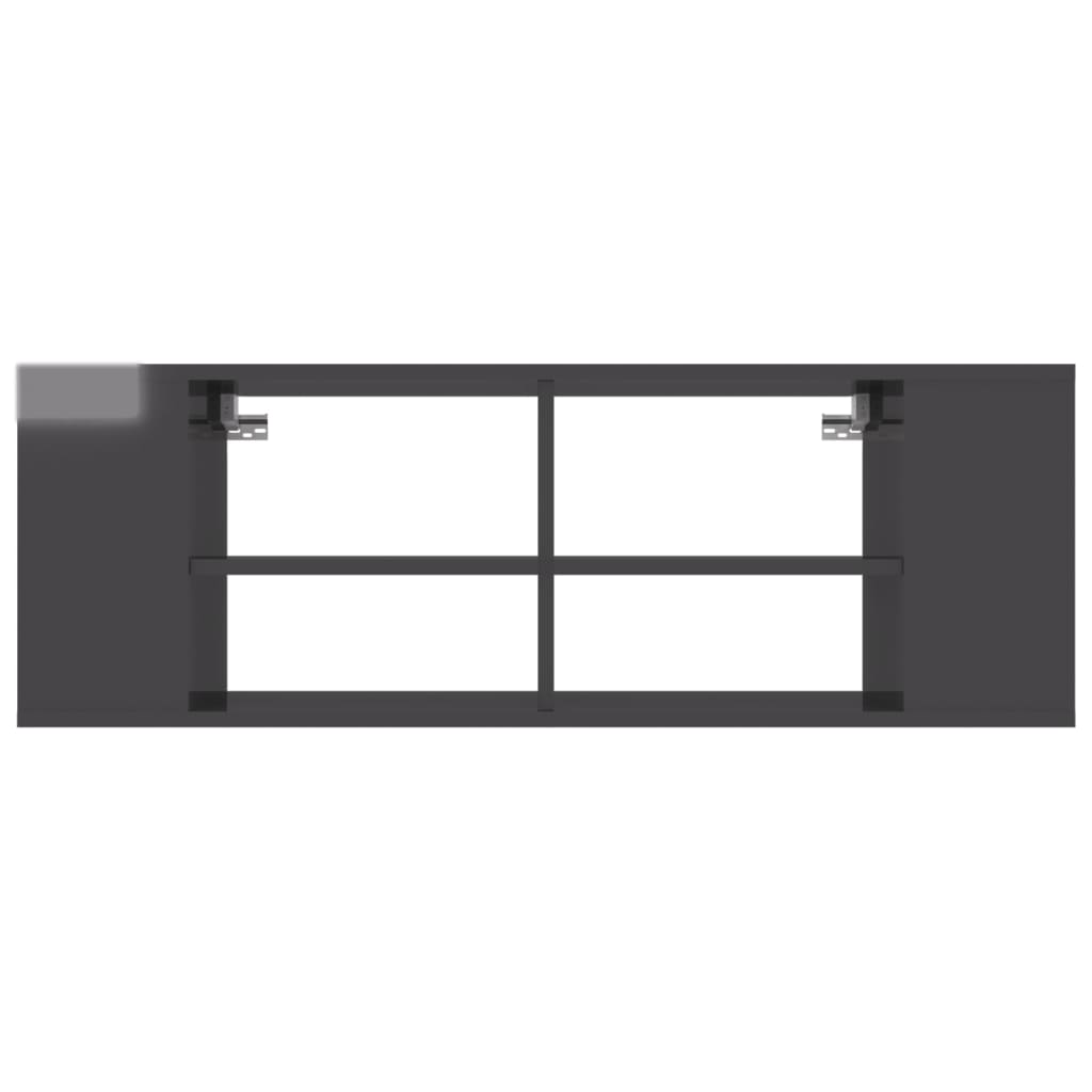806246 vidaXL Wall-Mounted TV Cabinet High Gloss Gray 40.2"x14"x14" Chipboard