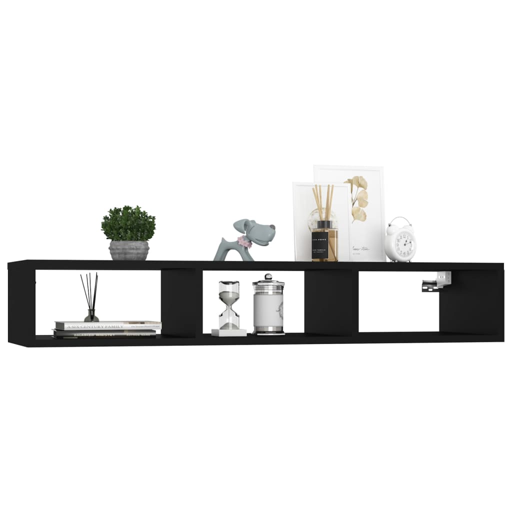 806248 vidaXL Wall Shelf Black 40.2"x12"x7" Chipboard