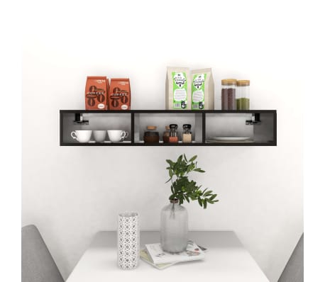 vidaXL Wall Shelf Black 40.2"x11.8"x6.7" Engineered Wood