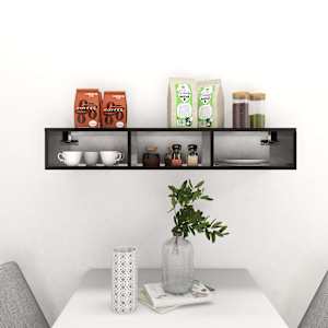 vidaXL Sieninė lentyna, juodos spalvos, 102x30x17cm, mediena