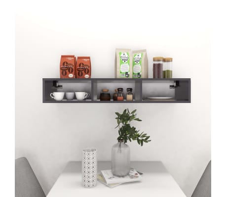 vidaXL Scaffale a Parete Grigio 102x30x17 cm in Legno Multistrato