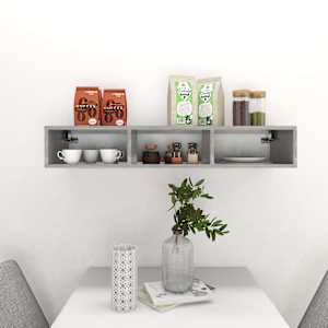 vidaXL Vegghylle betonggr&aring; 102x30x17 cm sponplate