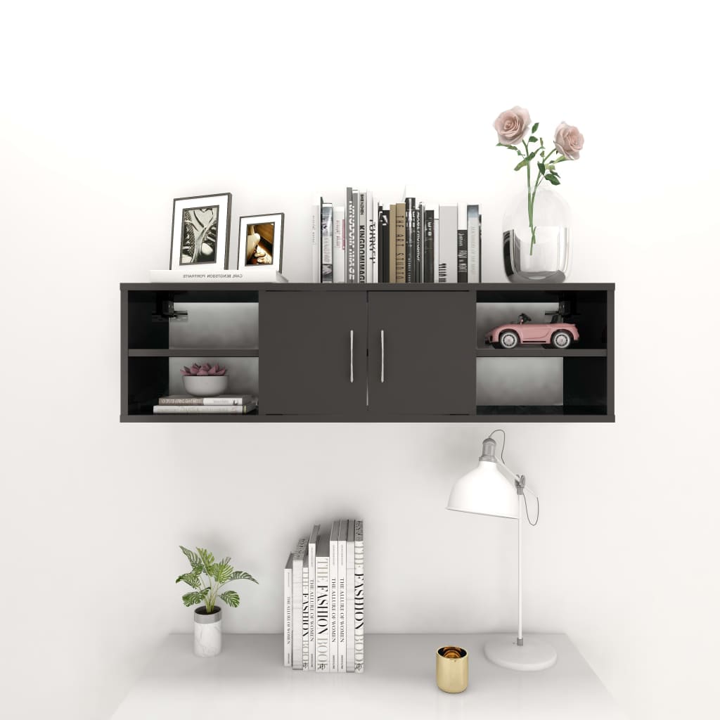 vidaXL Wall Shelf Gray 40.2"x12"x11.4" Chipboard