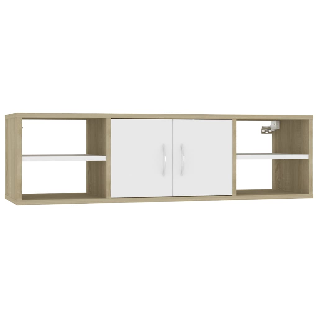 

vidaXL Wall Shelf Sonoma Oak and White 40.2"x11.8"x11.4" Engineered Wood