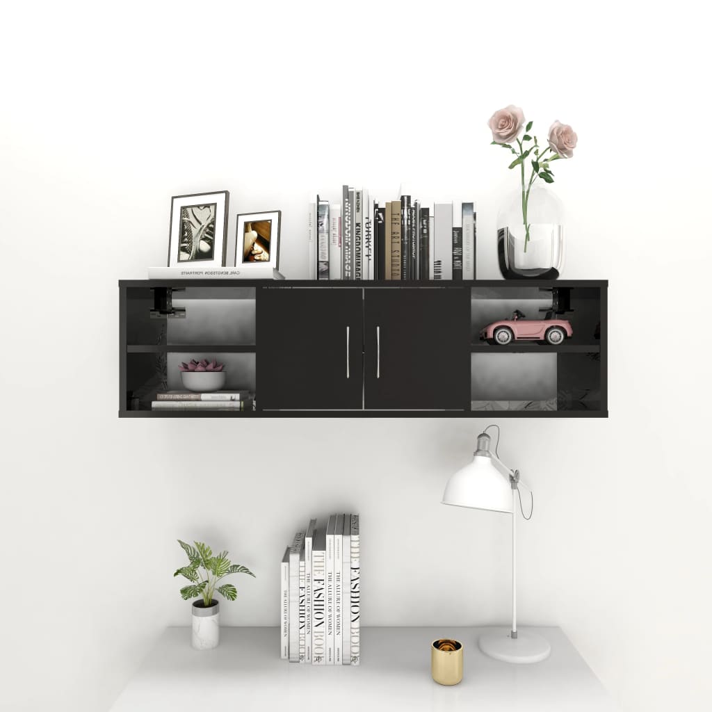 Wall Shelf High Gloss Black 102x30x29 Cm Engineered Wood VidaXL 14 width=274