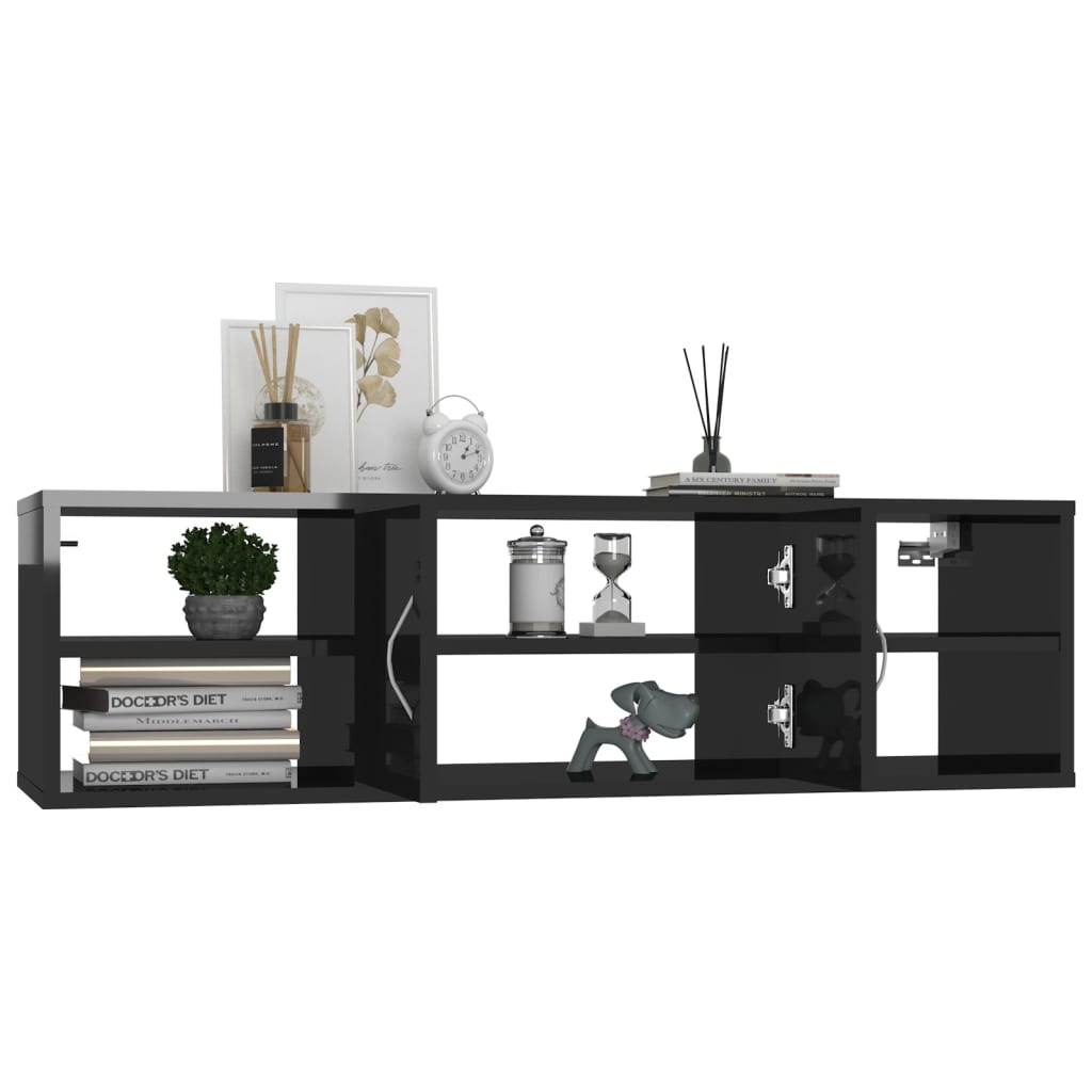 Wall Shelf High Gloss Black 102x30x29 Cm Engineered Wood VidaXL 15 width=274
