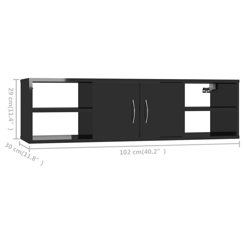 Wall Shelf High Gloss Black 102x30x29 Cm Engineered Wood VidaXL 19 width=274