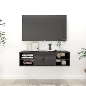 Nástěnná police šedá s vysokým leskem 102x30x29 cm dřevotříska - obrázek 1