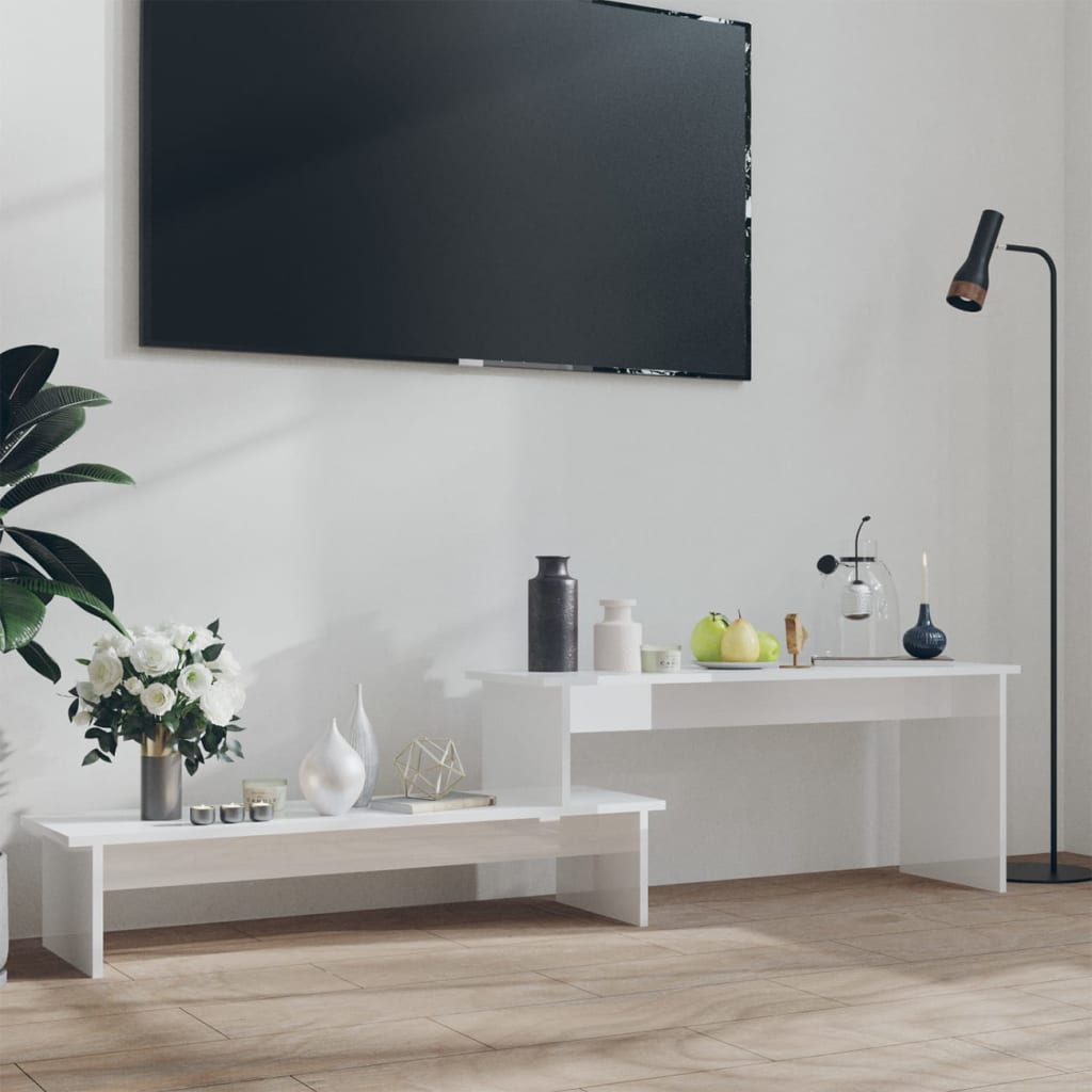 Meuble TV Blanc brillant 180x30x43 cm Aggloméré | meublestv.fr 2