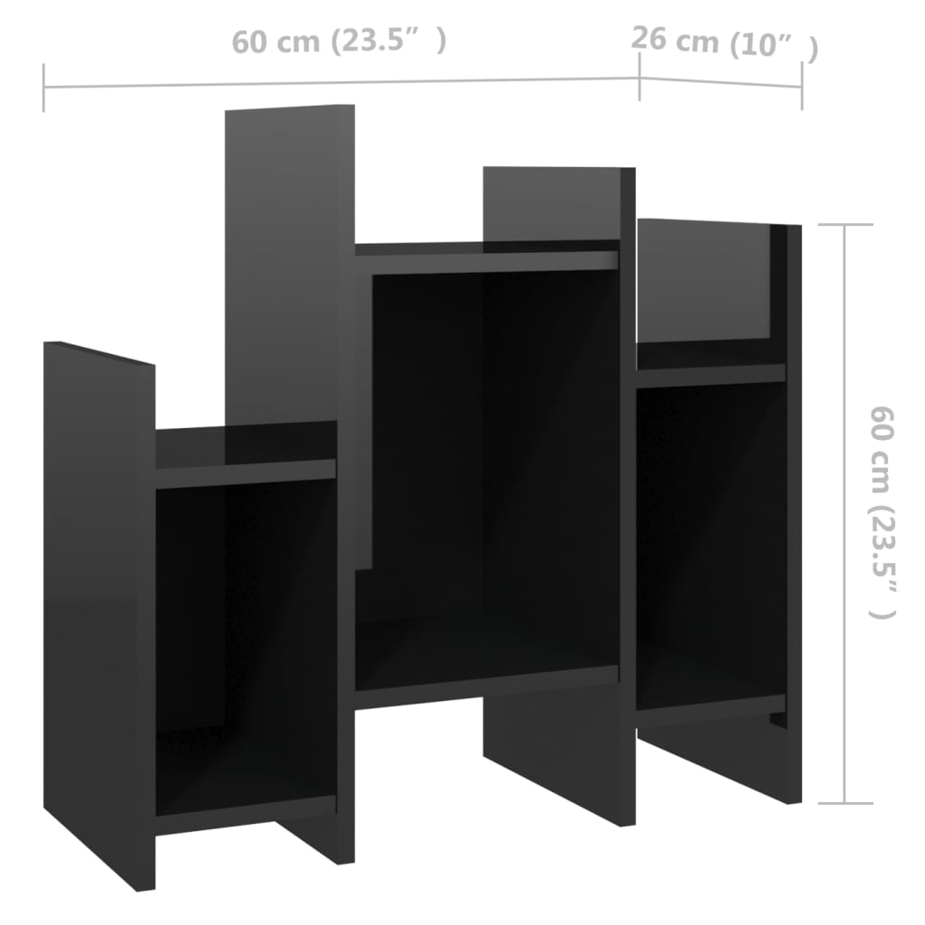magasfényű fekete forgácslap kisszekrény 60 x 26 x 60 cm