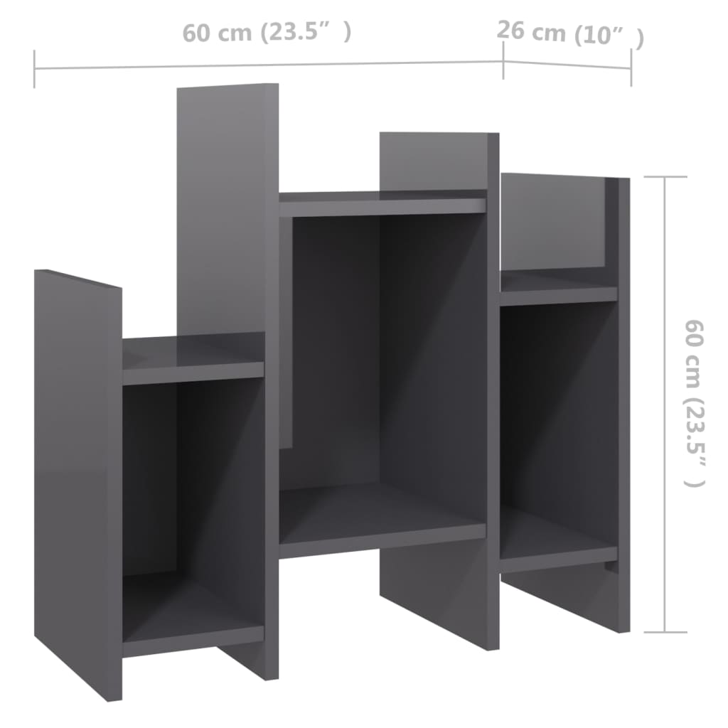 magasfényű szürke forgácslap kisszekrény 60 x 26 x 60 cm