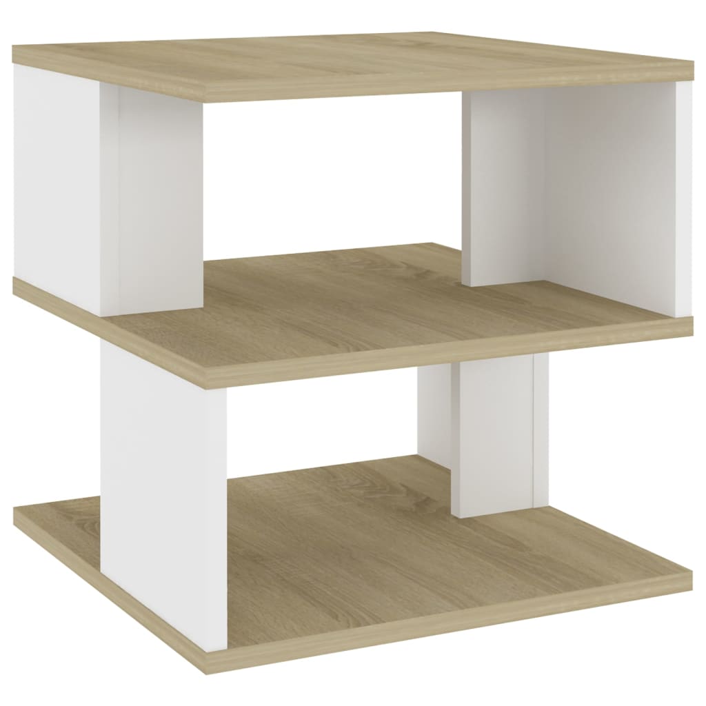 

vidaXL Side Table Sonoma Oak and White 15.7"x15.7"x15.7" Engineered Wood