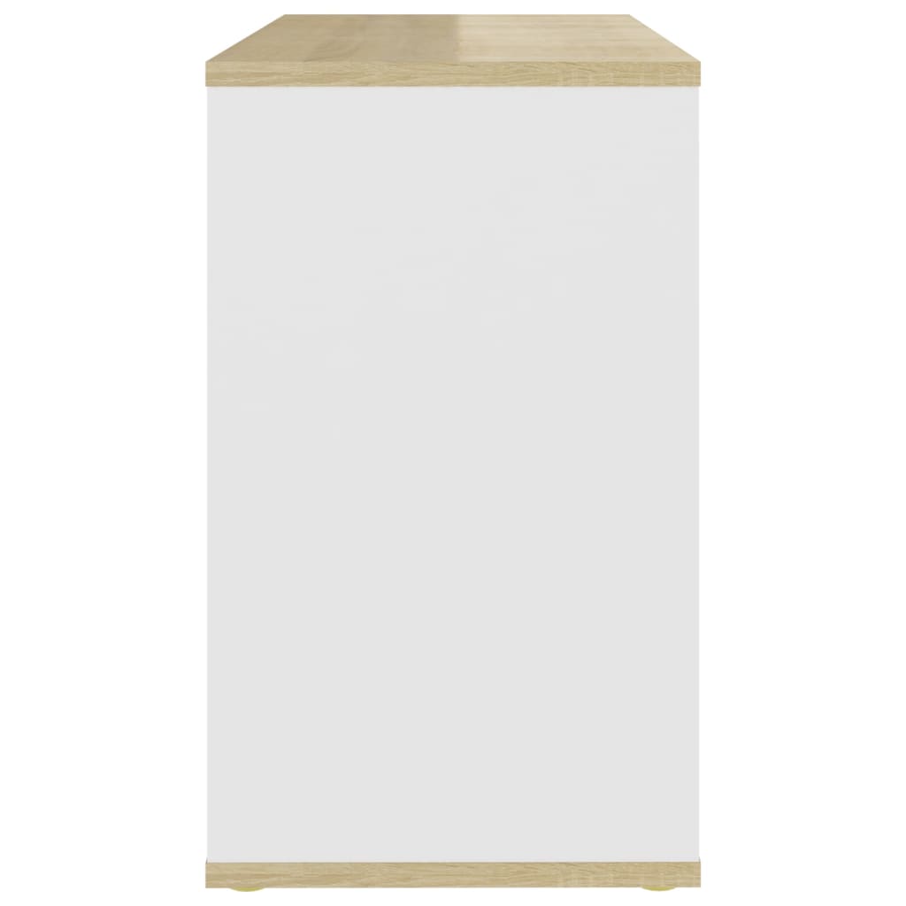 vidaXL Side Cabinet Sonoma Oak and White 24"x12"x20" Chipboard