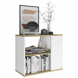 vidaXL &Scaron;oninė spintelė, ąžuolo ir baltos spalvos, 60x30x50cm, MDP