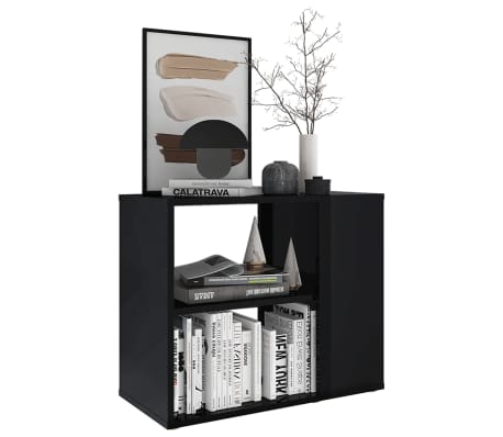 vidaXL Страничен шкаф, черен гланц, 60x30x50 см, ПДЧ