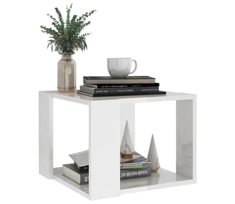 vidaXL Table basse Blanc brillant 40x40x30 cm Bois d'ing&eacute;nierie