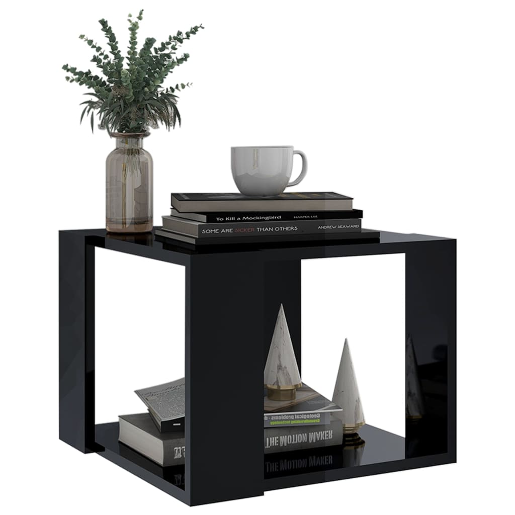 vidaXL Konferenčný stolík, lesklý čierny 40x40x30 cm, kompozitné drevo