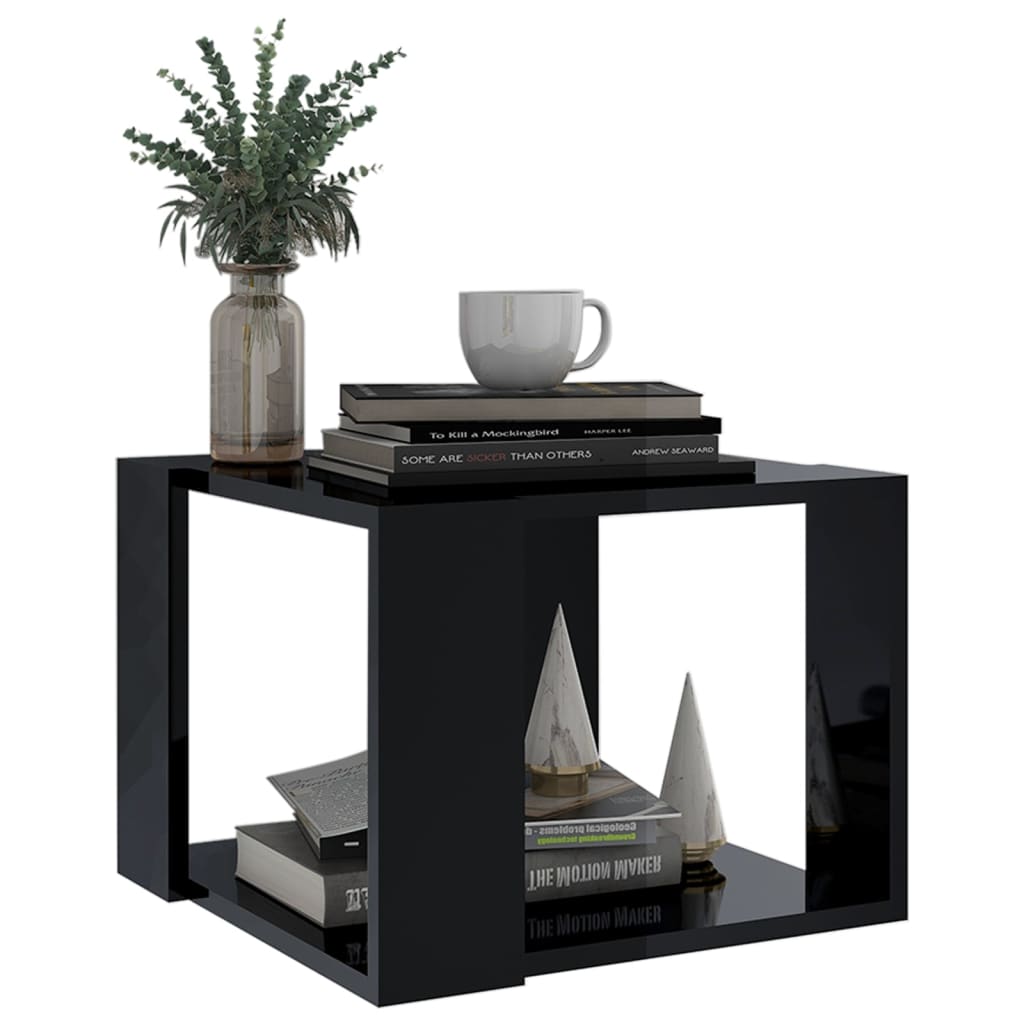 vidaXL Coffee Table High Gloss Black 16"x16"x12" Engineered Wood