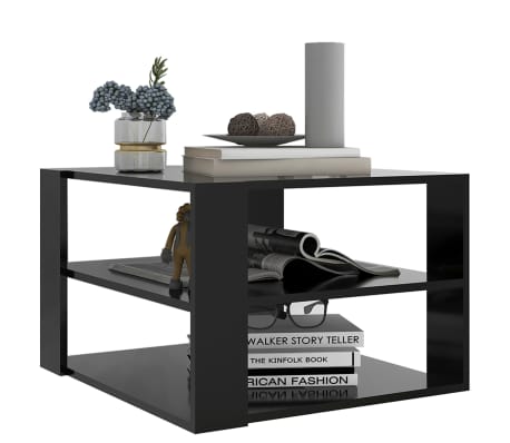 vidaXL kafijas galdiņš, melns, 60x60x40 cm, inženierijas koks